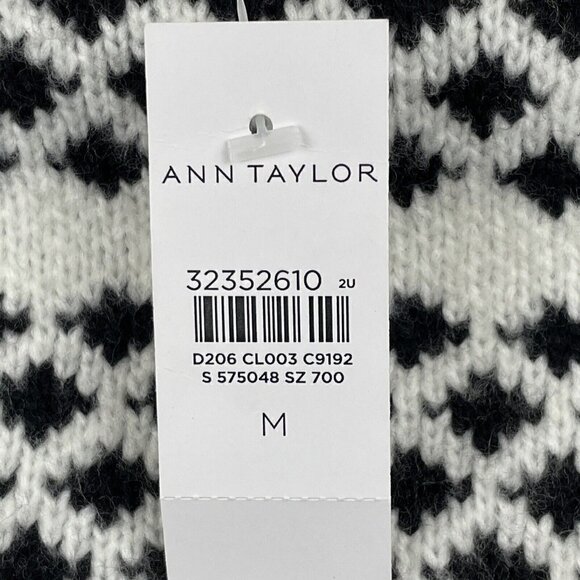 Ann Taylor Turtle Neck Sweater Women’s M Striped Black White 5% Wool - Picture 6 of 14